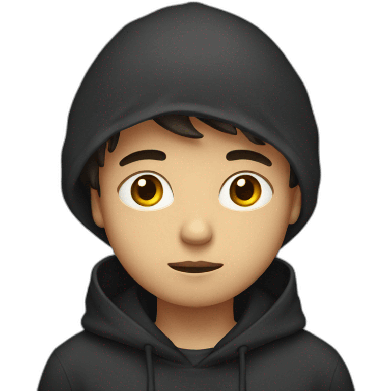 Sad boy with black hoodie emoji