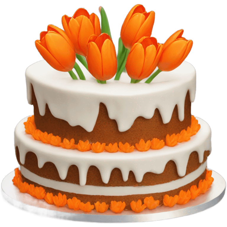 Cake with orange tulips on top  emoji