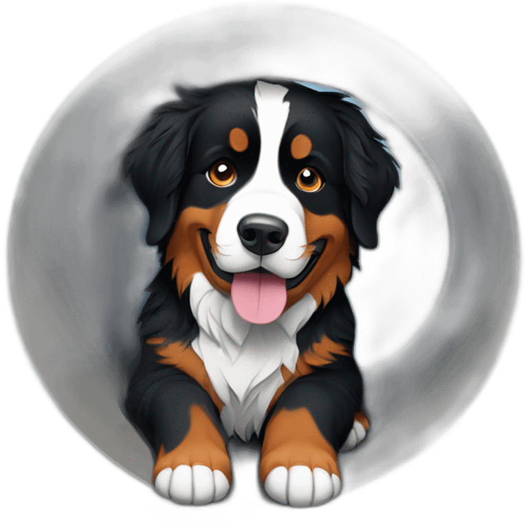 bernese mountain dog through a tunnel emoji