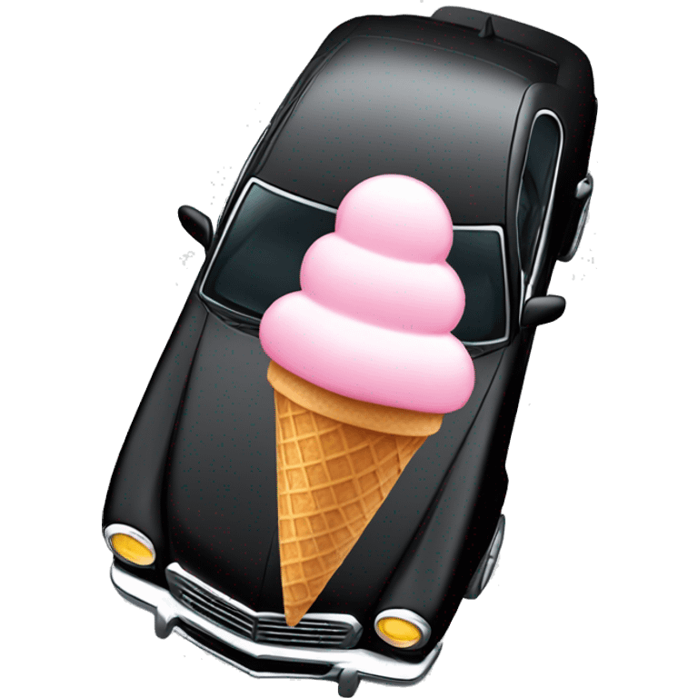 Black car with an ice cream on the hood  emoji