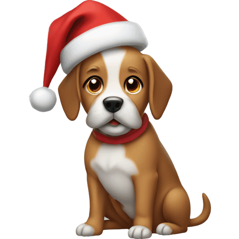 Dog wearing a Christmas’s hat emoji