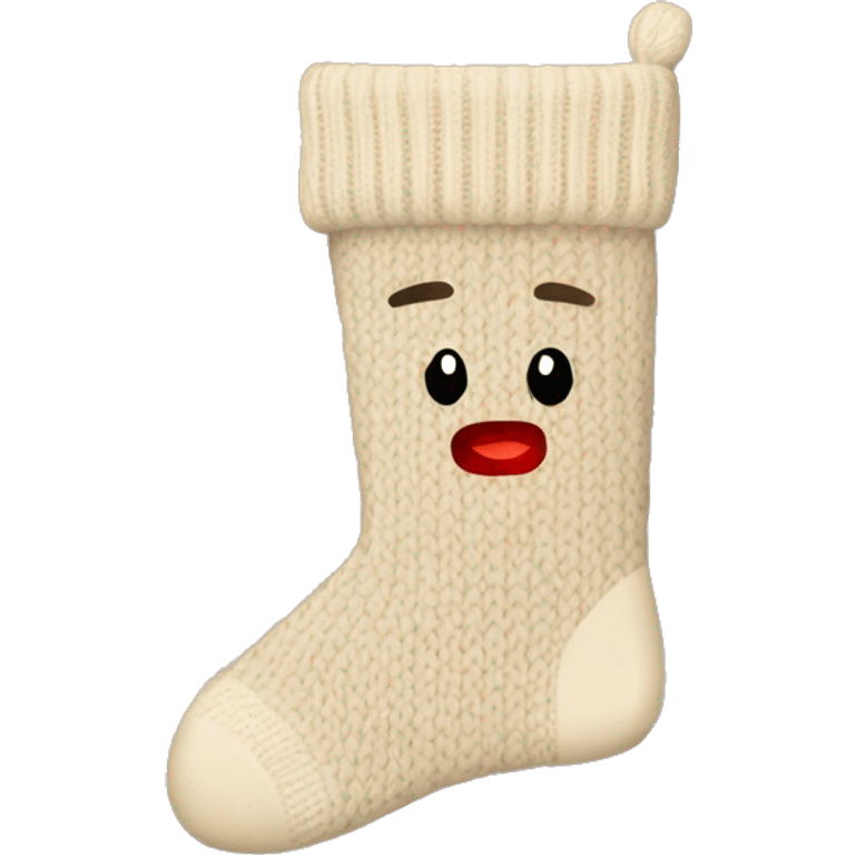 Beige knit Christmas sock emoji