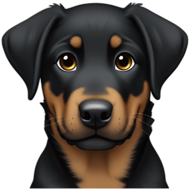 Medium Beauceron puppy with white chest and chin, brown paws and cheeks, black muzzle emoji