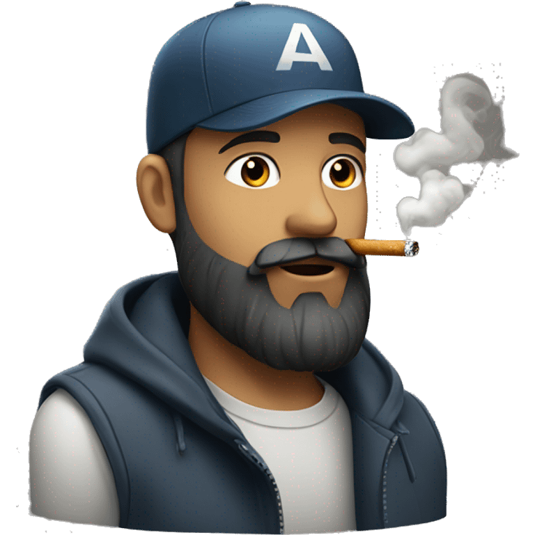 a boy with a beard and a cap smoking a cigarette emoji