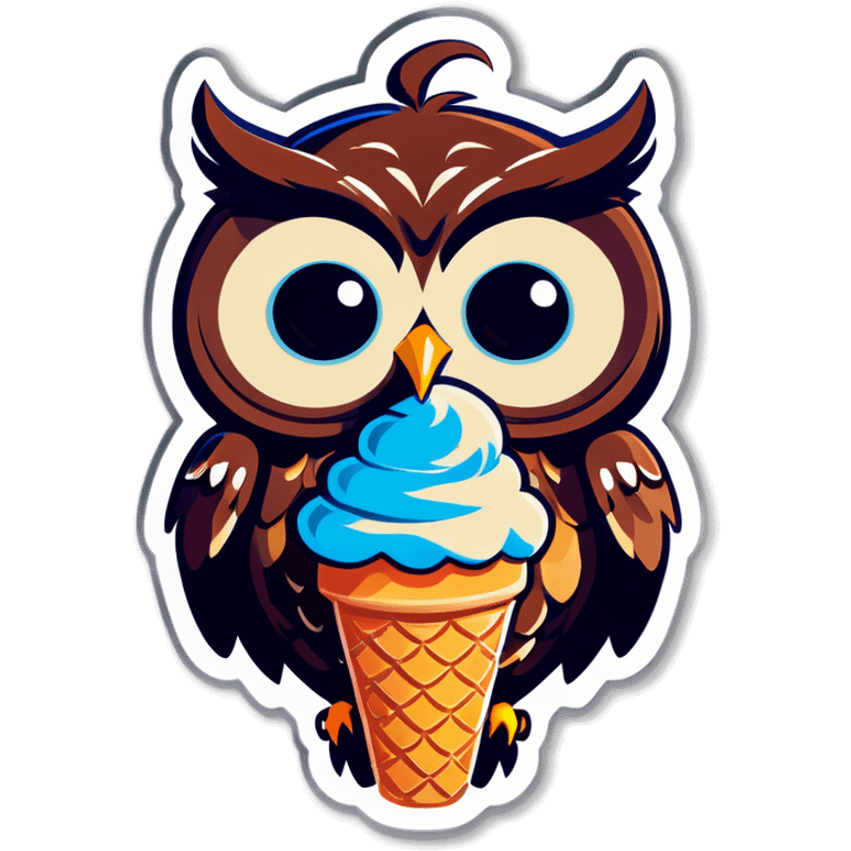 Owl with ice cream emoji