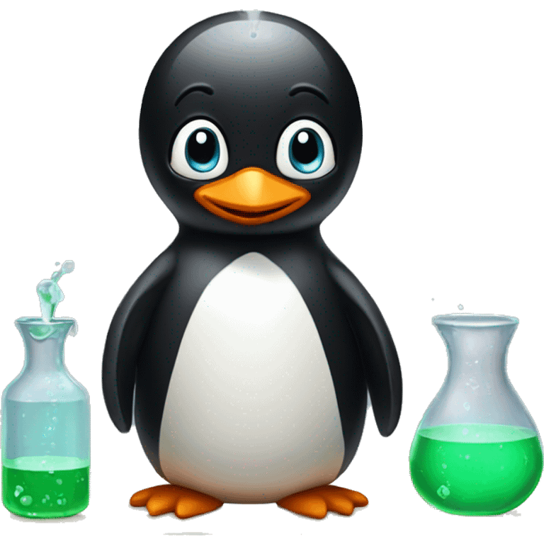 Penguin mixing potion emoji