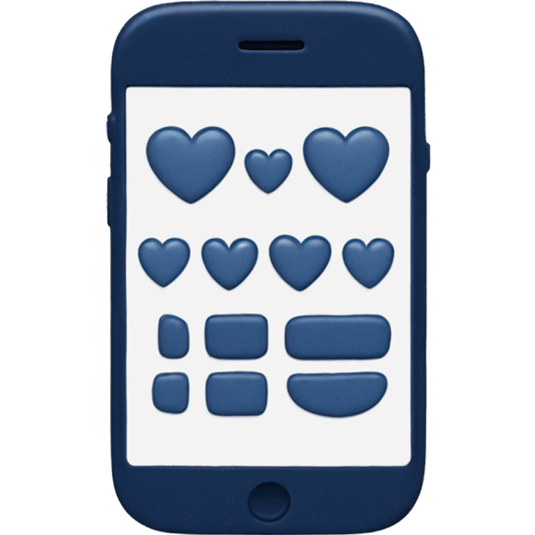 Cute navy blue cellphone with white heart buttons emoji