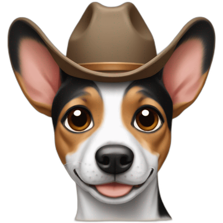 rat terrier with a cowboy hat emoji