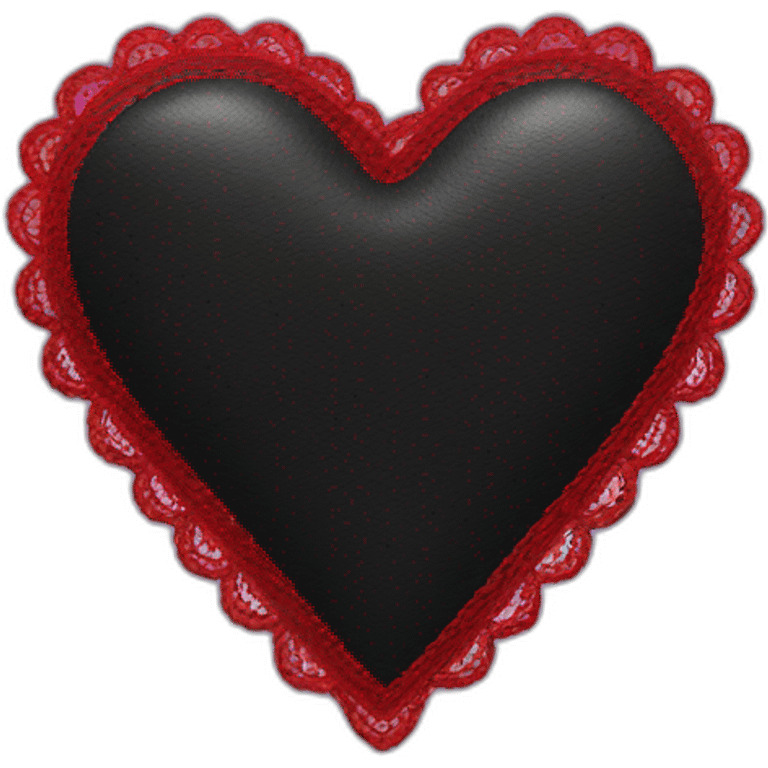 Black leather heart with red lace border emoji