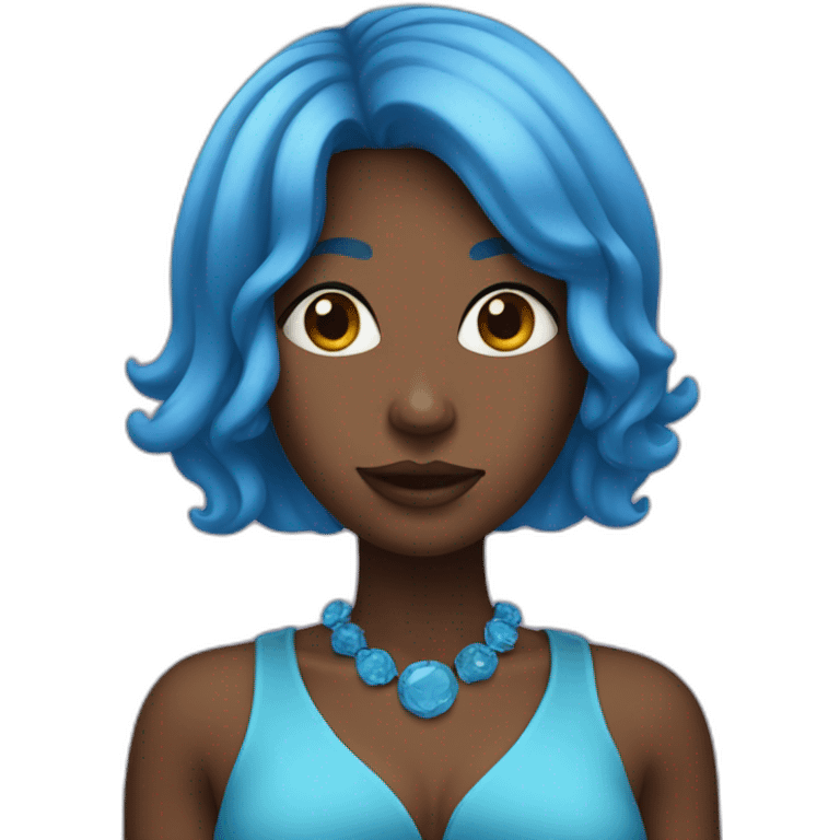 black lady with blue hair emoji