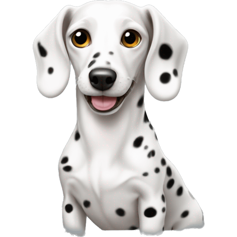 White dachshund dog with black spots emoji