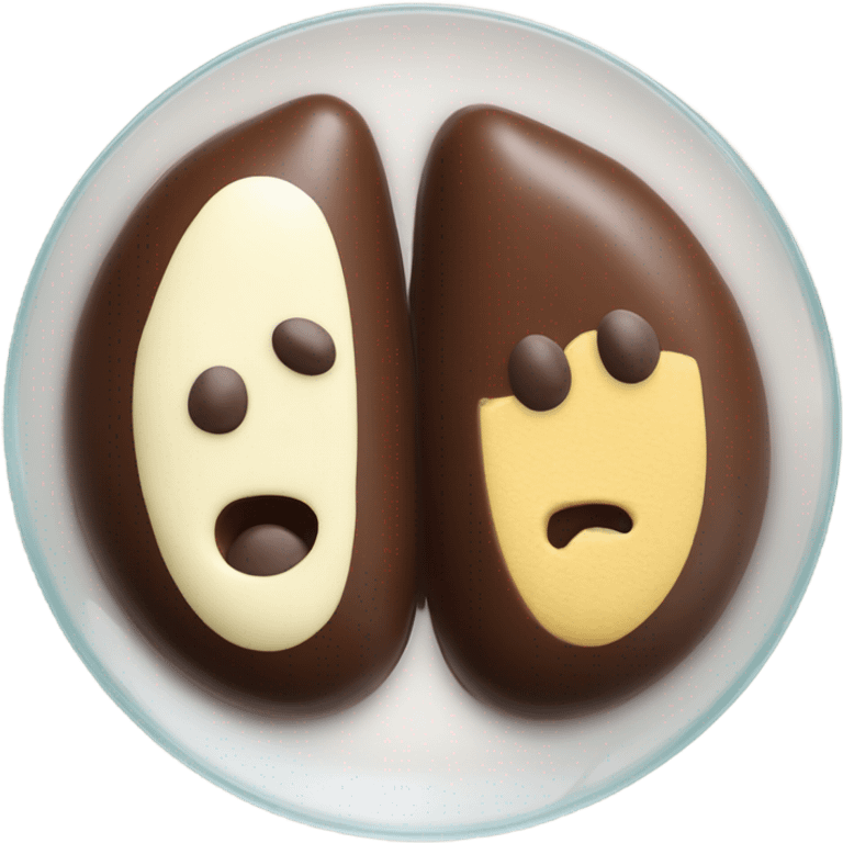 Chocolate and vanilla quenelle on glass plateemoji emoji