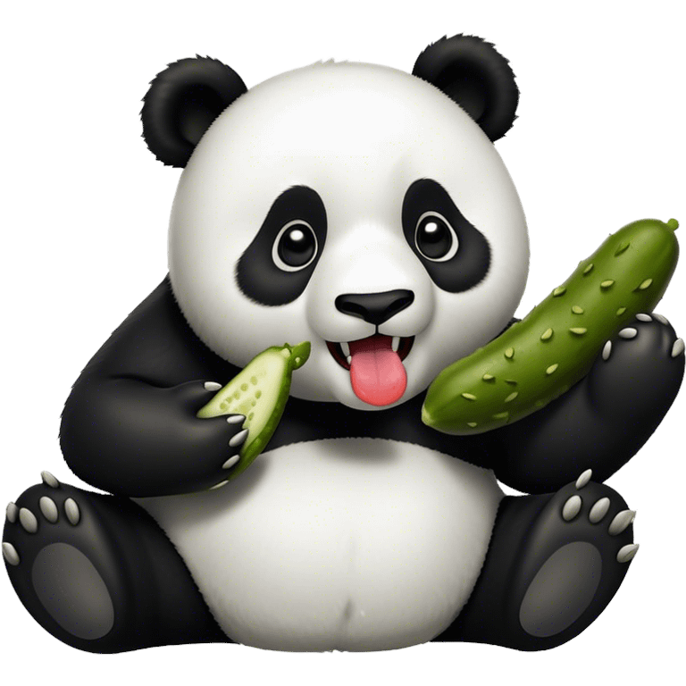 A panda eating a pickle  emoji