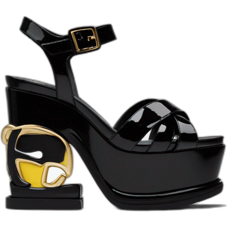 Ysl TRIBUTE PLATFORM SANDAL black PATENT LEATHER emoji