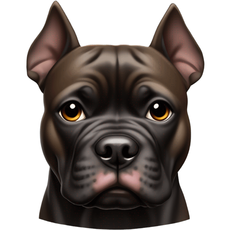 99% Black American Bully with brown eyes emoji