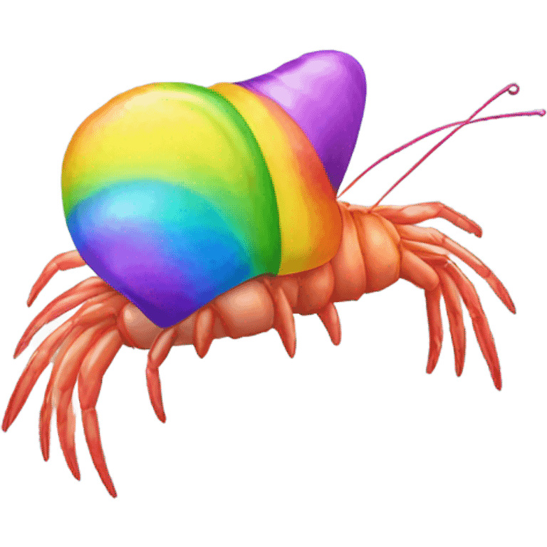 Rainbow shrimp with a party hat emoji