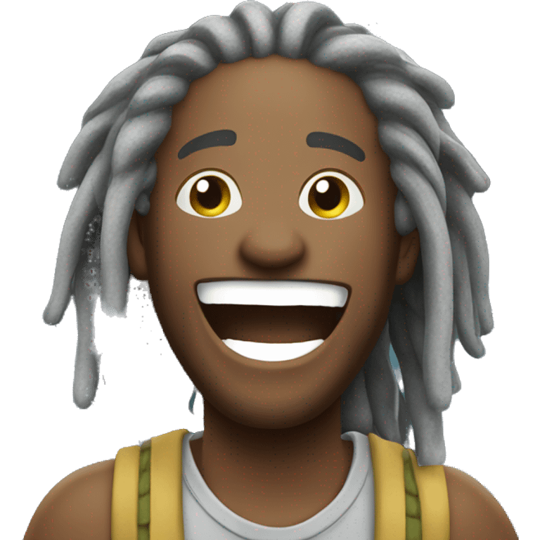 man with dreads laughing a waterfall emoji