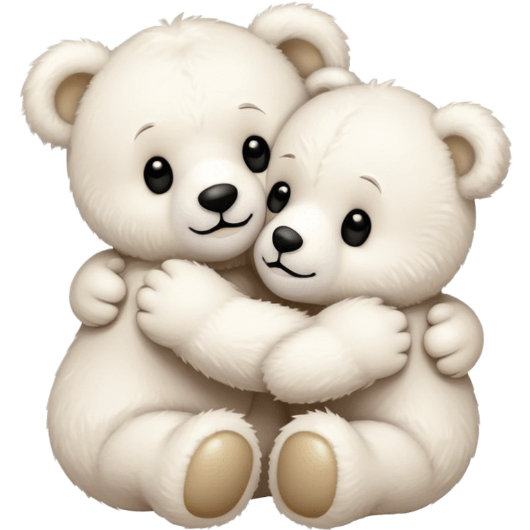 Happy White teddy bears hugging emoji