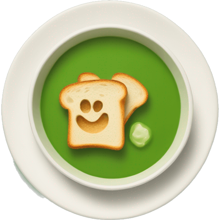 green soup with toast emoji