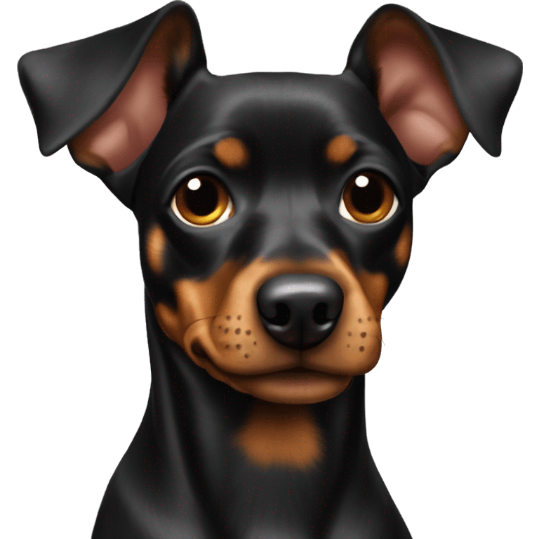 black brindle tan pinscher big ears emoji