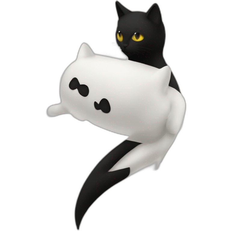 Chat noir et blanc avec une tâche noire sur le museau  emoji