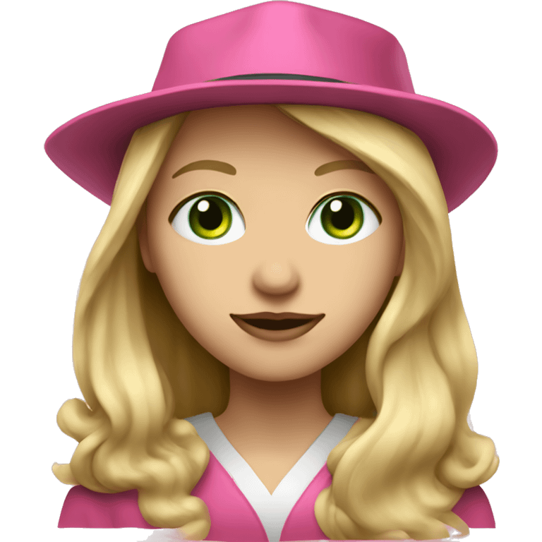 Blonde Long haired, green eyed, pink lip Student Girl with Student cap emoji