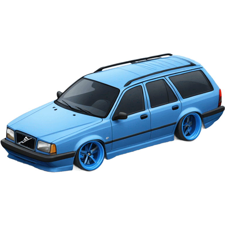 Volvo wagon drift car blue wheels emoji