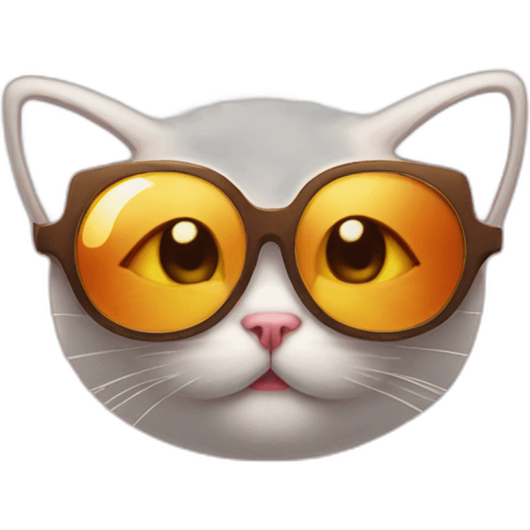 Cat with sunglasses reflecting kirby emoji