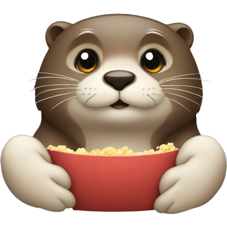 an otter watching movie emoji