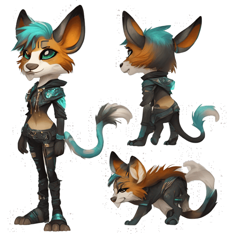 Cool cute Kawaii edgy fantasy shiny animal  fursona Fionbri vernid by griffsnuff & LiLaiRa & Falvie full body emoji