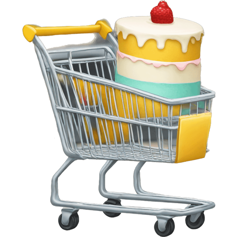 supermarket cart empty and white with a cake emoji