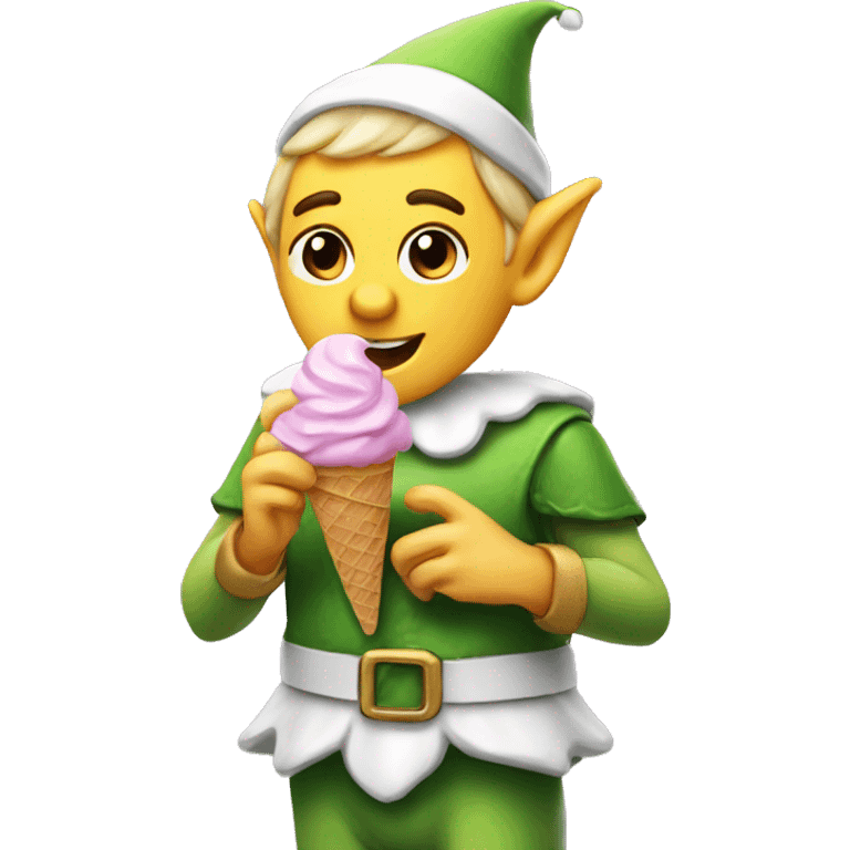 Elf eating ice cream emoji