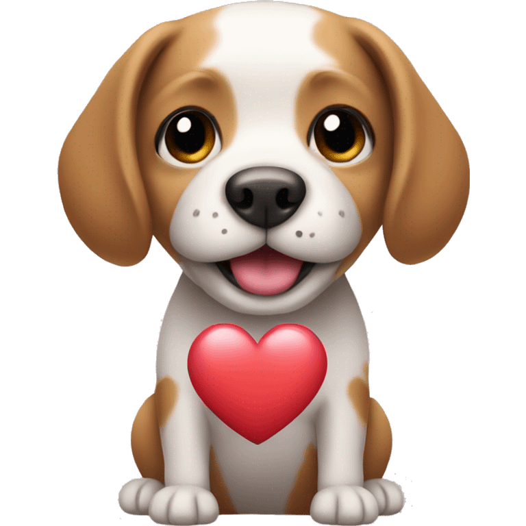 cute little dog holding a heart emoji