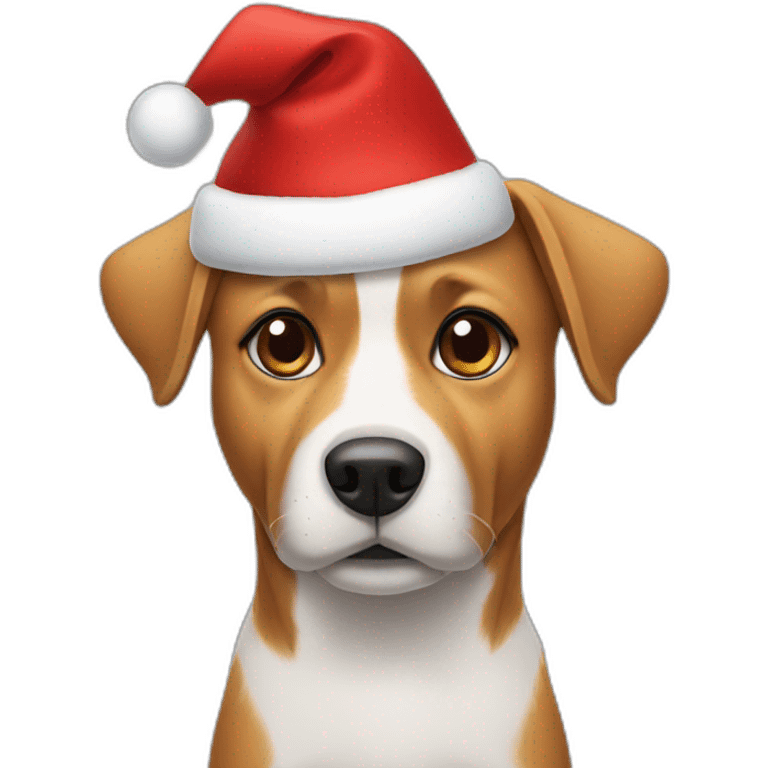 Dog with a christmas cap  emoji