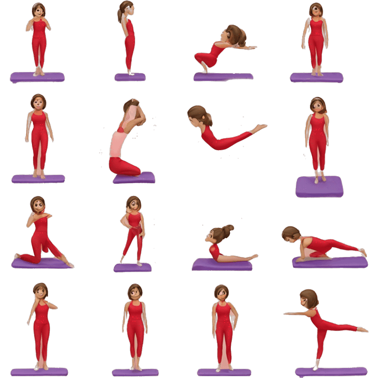 Girl doing Pilates in red outfit  emoji