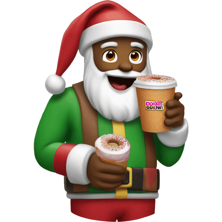 Santa drinking Dunkin’ Donuts emoji