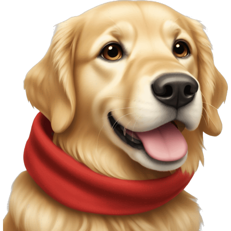 Golden retriever wearing a red scarf emoji