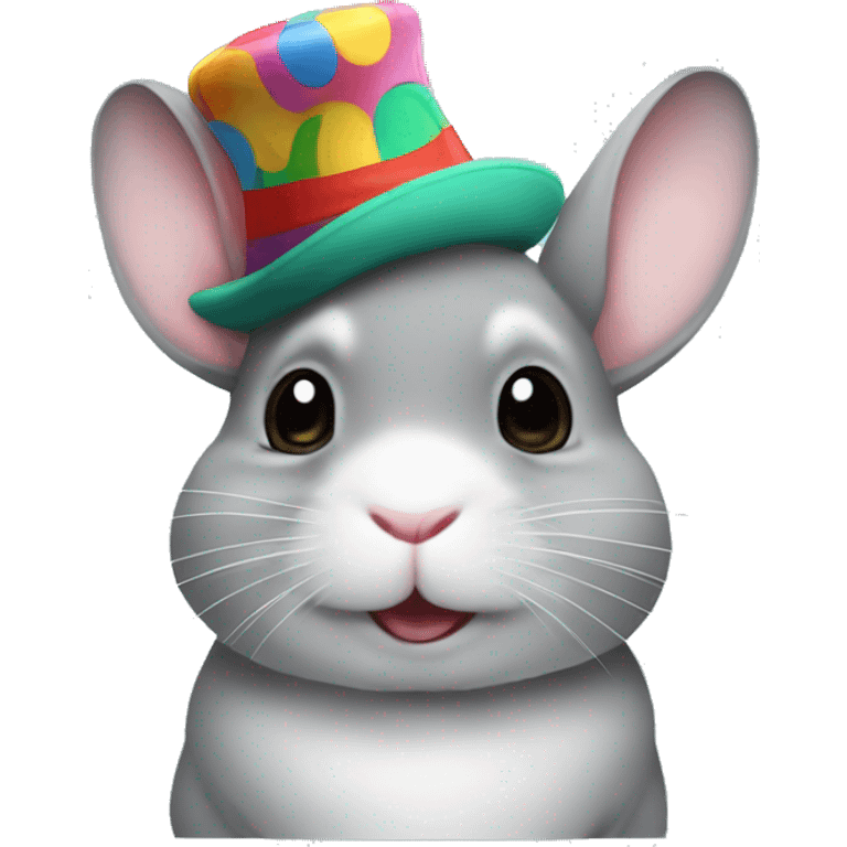 Chinchilla wearing a clown hat emoji