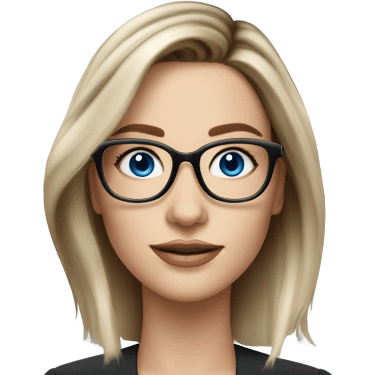 Shoulder length Balayage pale beautiful corporate woman with glasses and blue eyes emoji