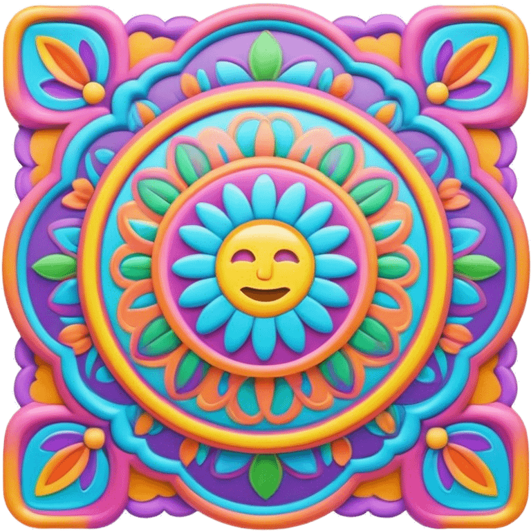 3D, psychedelic colored hippie style border emoji