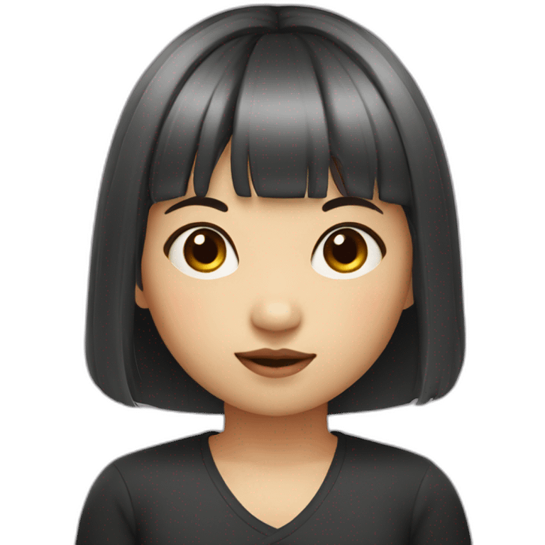 little asian girl with bangs hair emoji