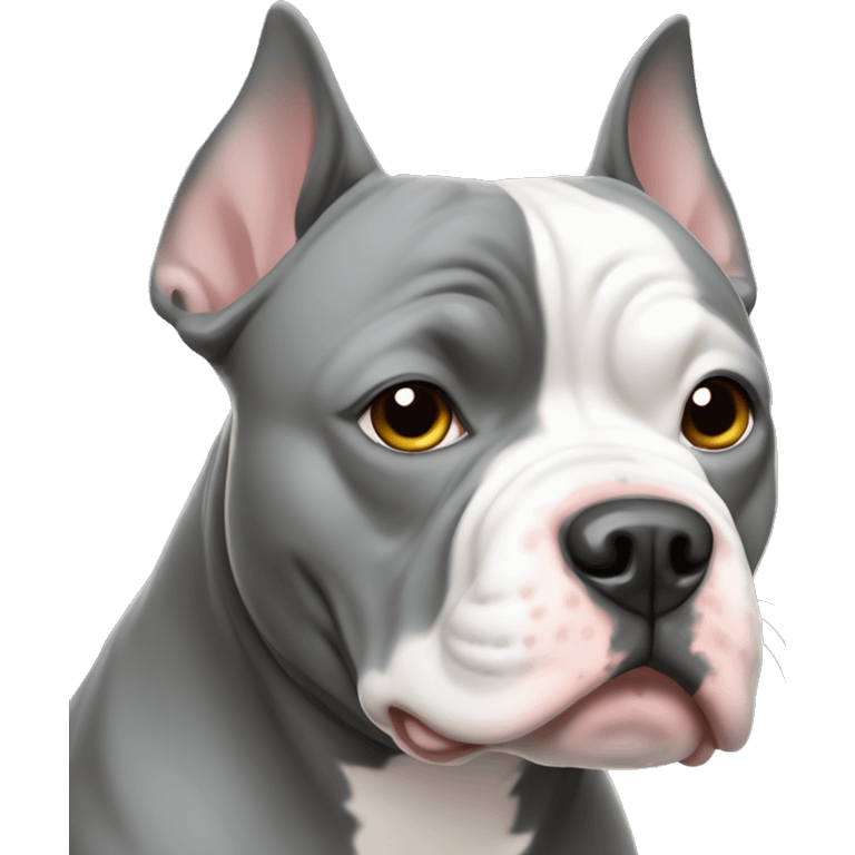 Gray American bully with pointy ears  emoji