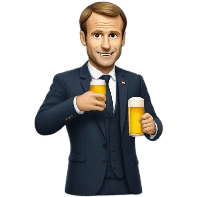 Macron qui bois une bière emoji