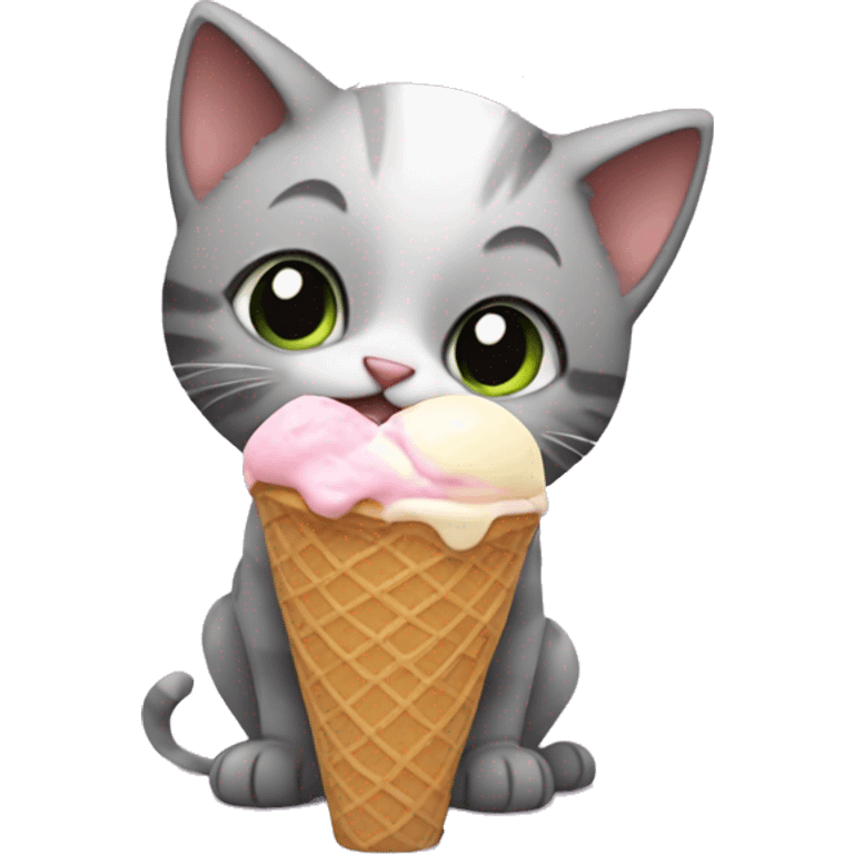 kitten eating ice cream emoji