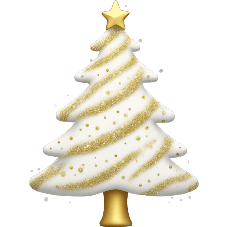 white Christmas tree with gold sparkles emoji