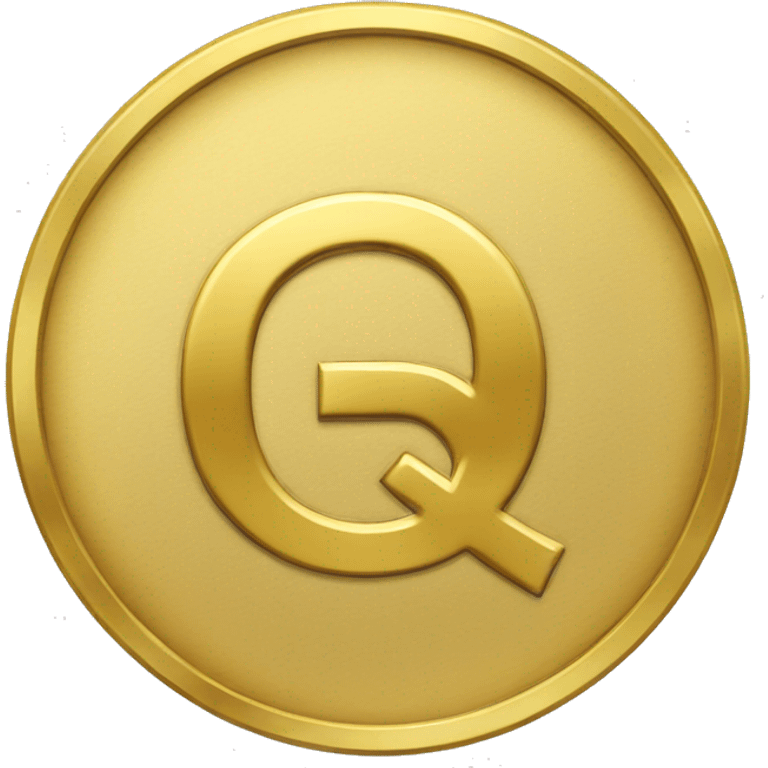 gold coin depicting the letter Q emoji