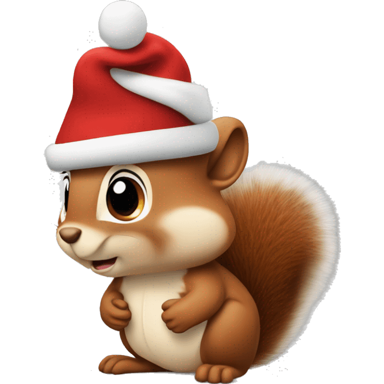 squirrel holding some Walnüsse and wearing a christmas hat emoji