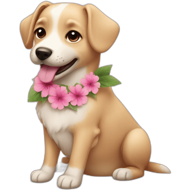 dog with pink flower emoji