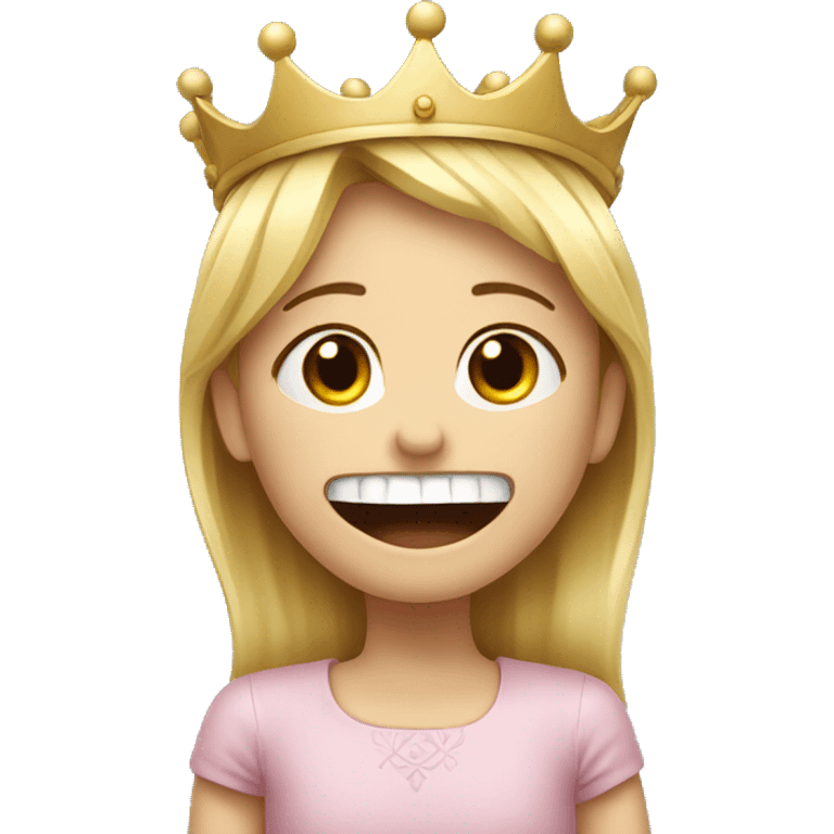 gritted teeth, crown, little girl  emoji