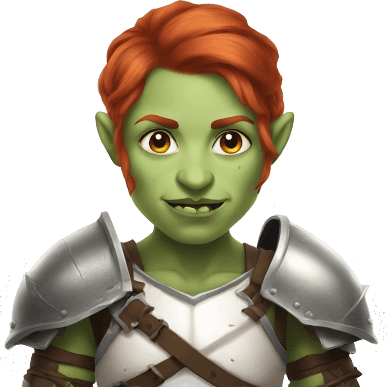 orc redhead with heavy white armor fantasy emoji